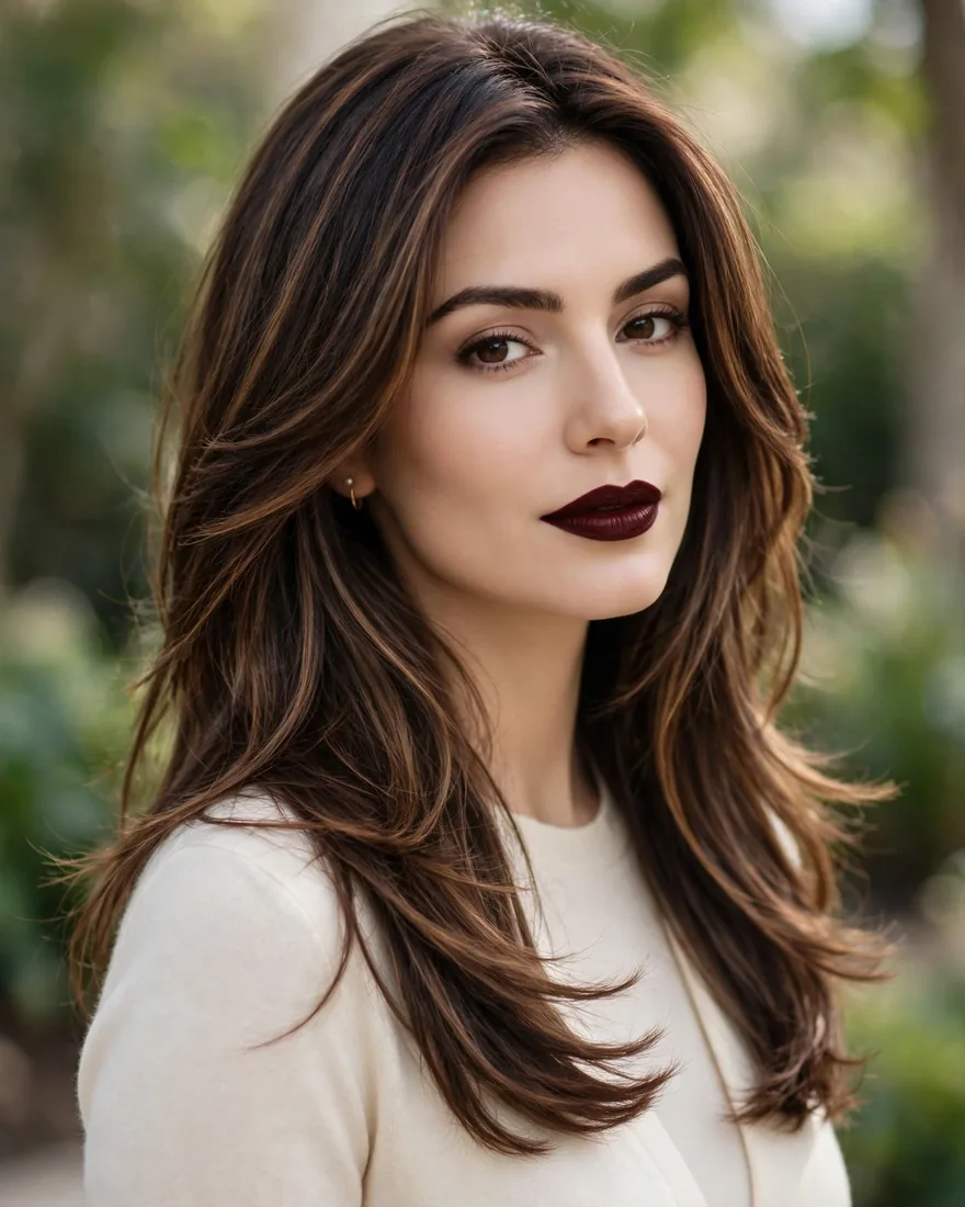 Long Brunette Layers With Subtle Caramel Dimension