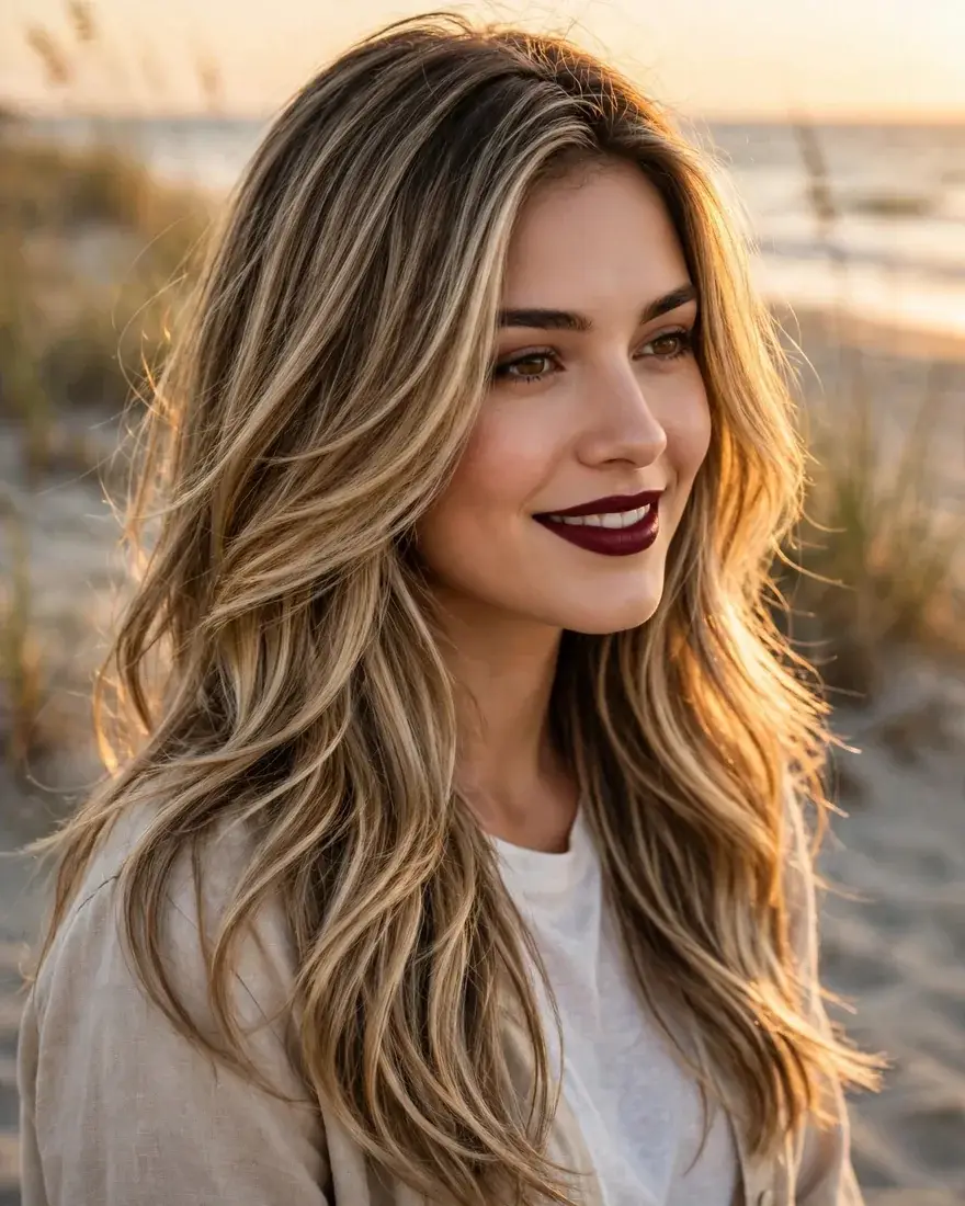 Long Layers with Bronde Balayage
