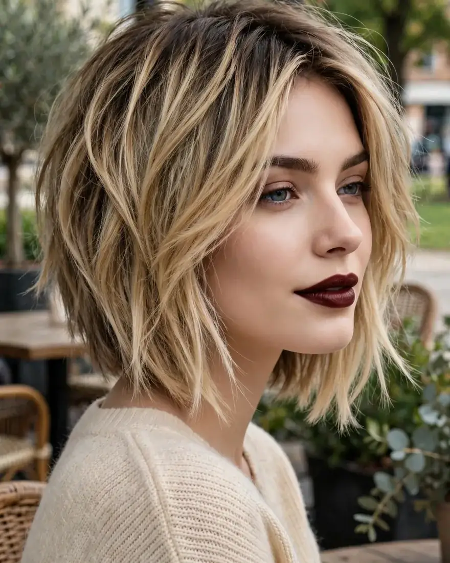 Long Pixie Bob with Blonde Balayage