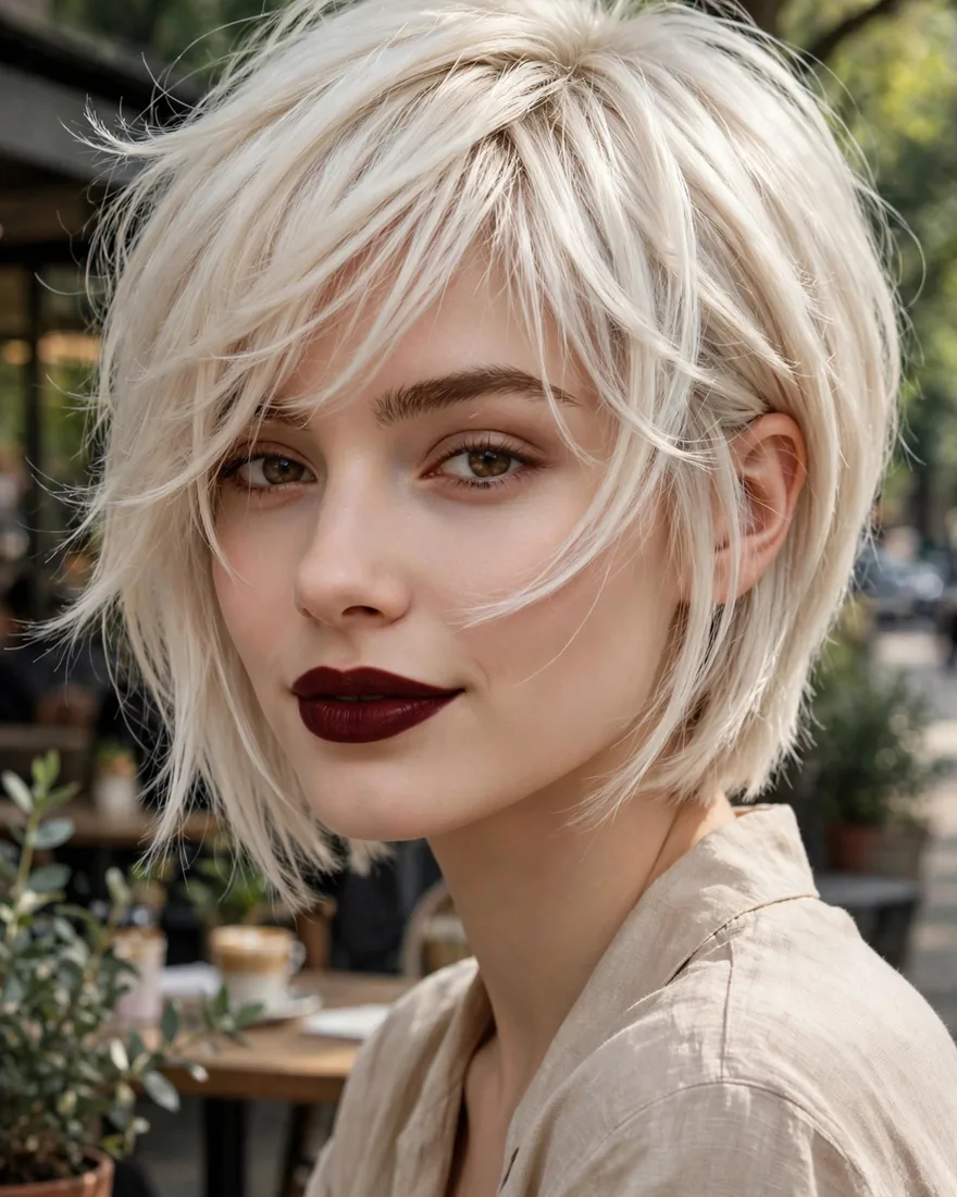 Platinum Long Pixie Bob with Wispy Fringe