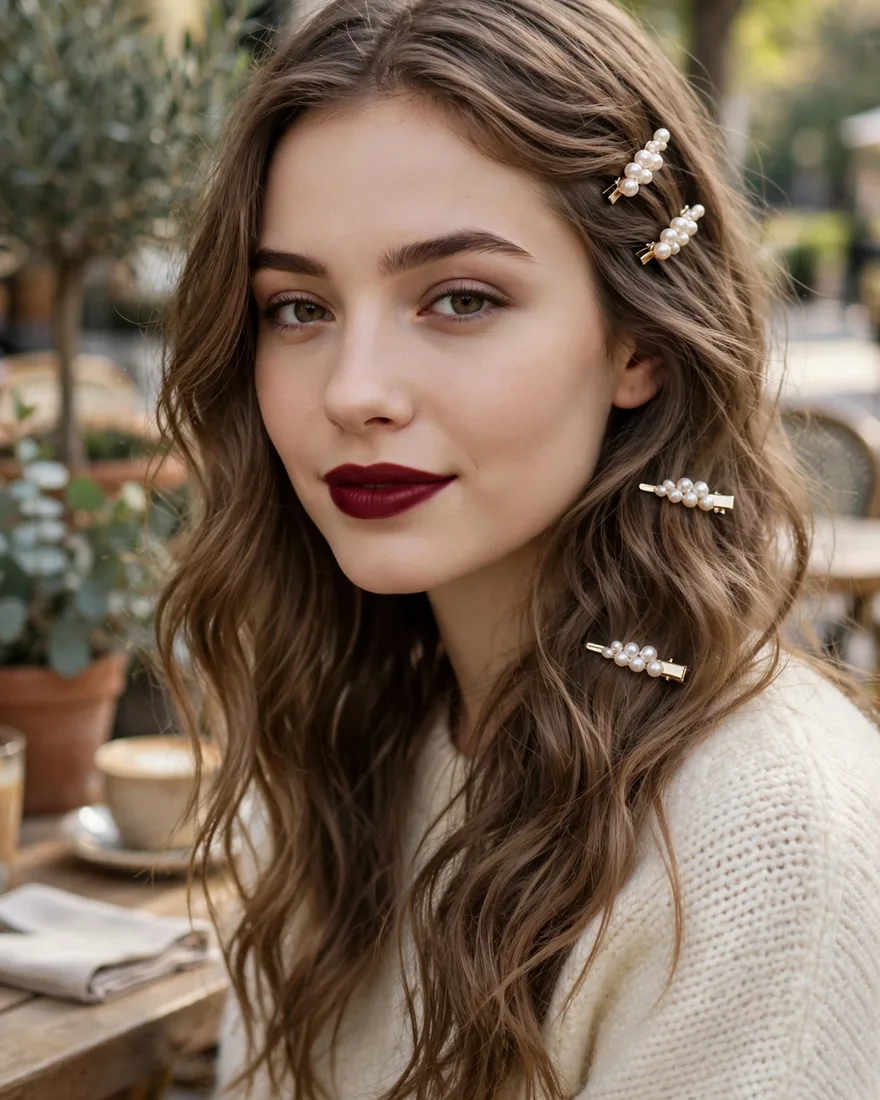 13. Loose Waves With Pearl Clips