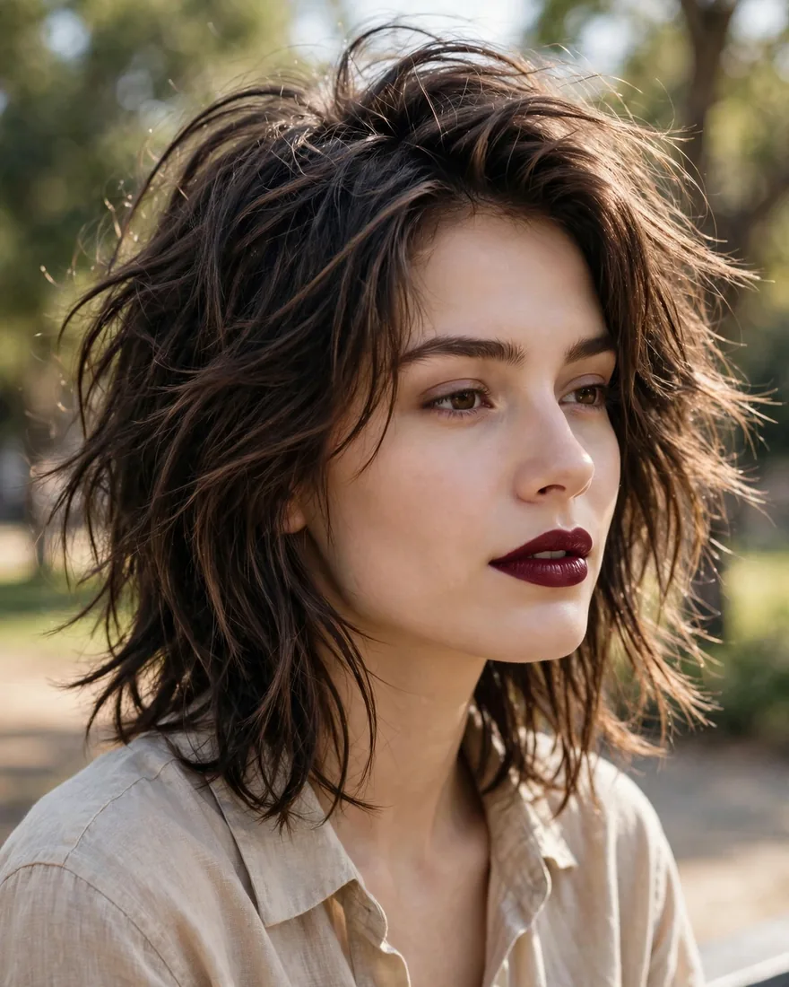 Medium effortless wolf cut without bangs