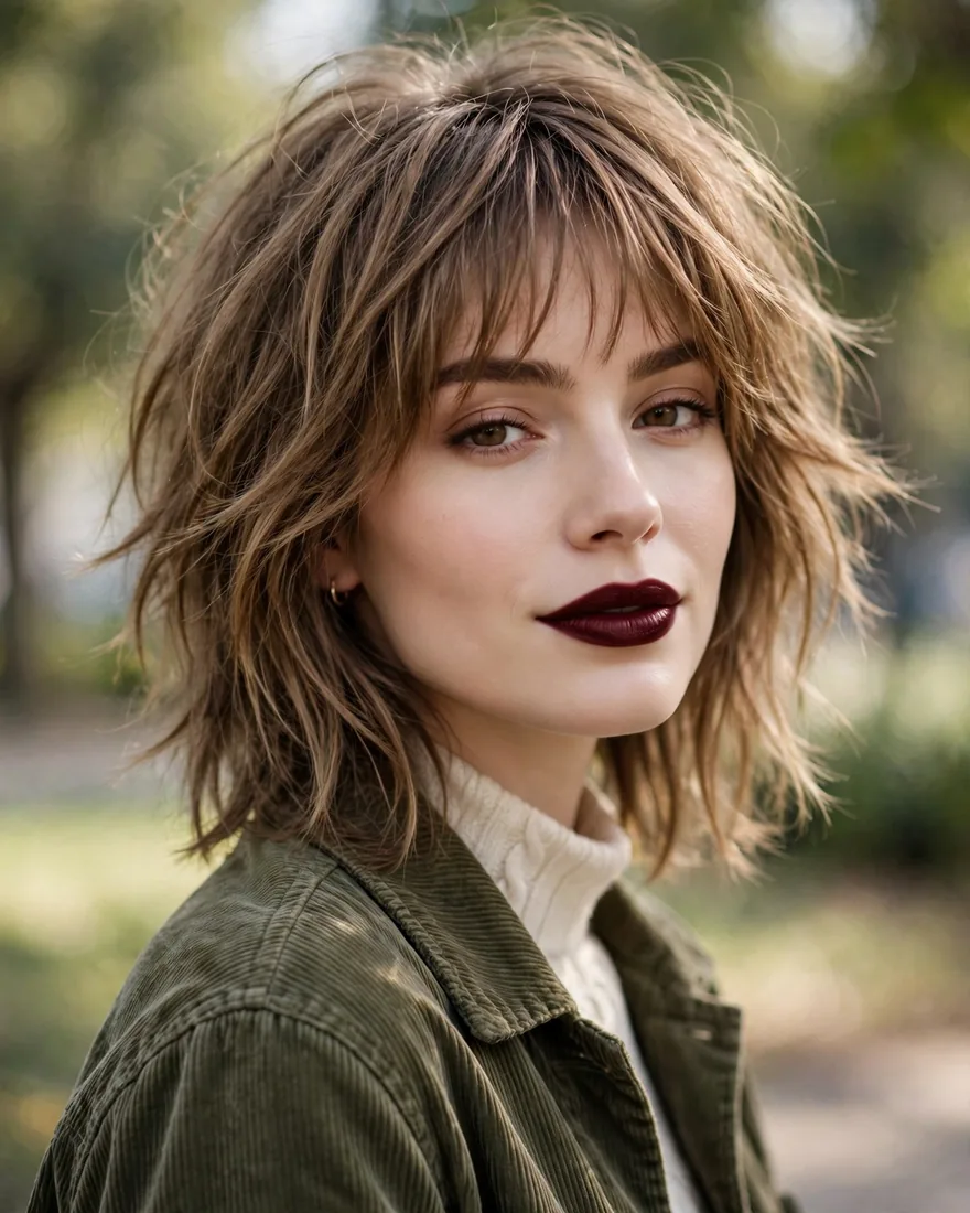 Medium Shag With Wispy Bangs