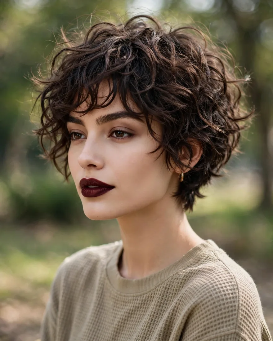 Messy Long-Layered Curly Pixie