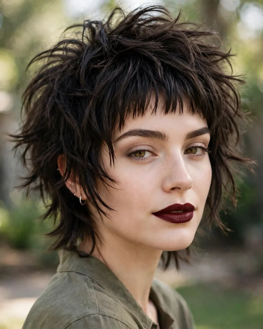 Shaggy wolf cut with micro bangs