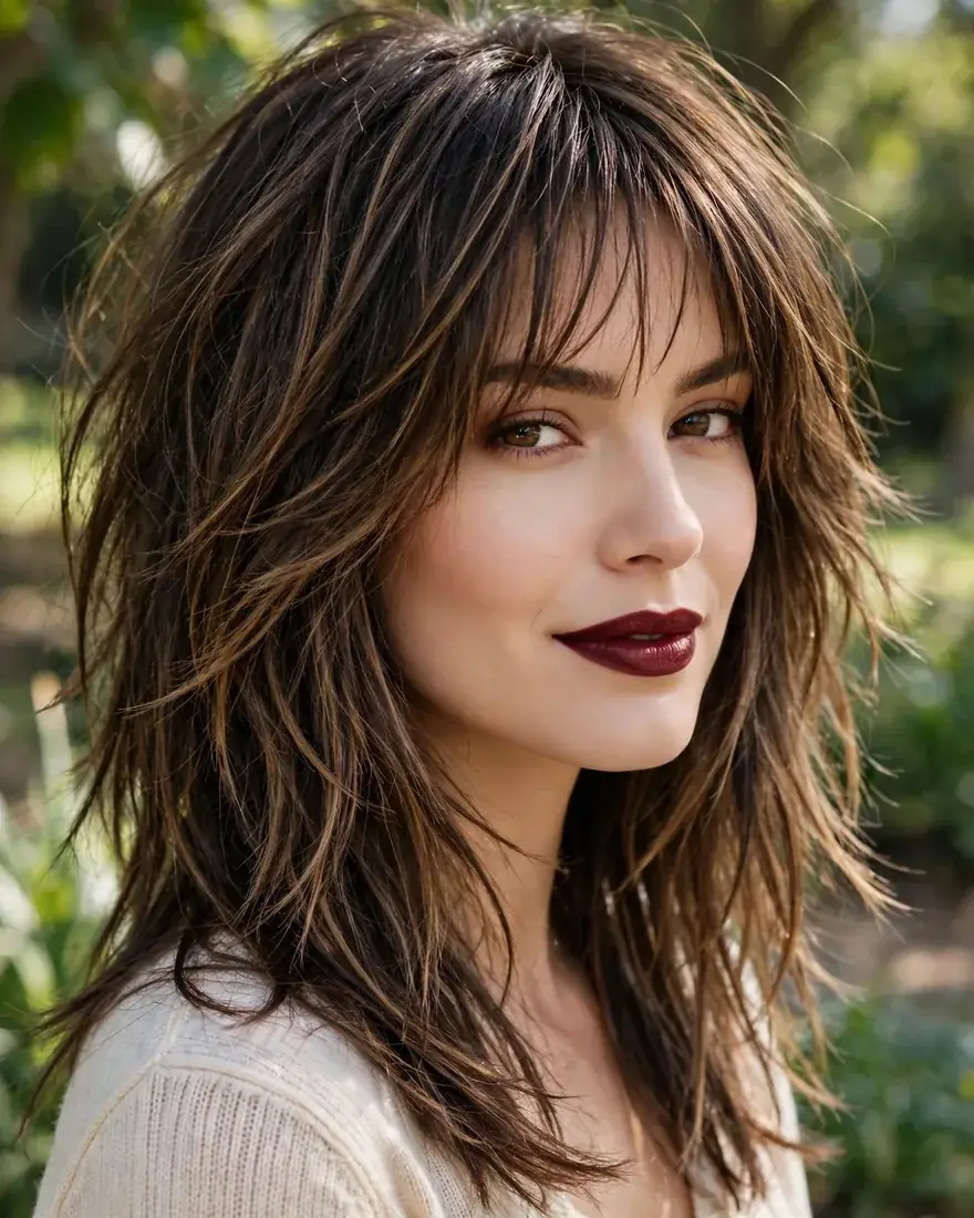 Modern Long Shag With Wispy Bangs