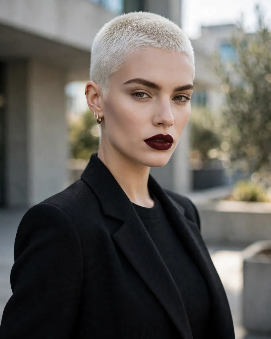 Platinum Buzz Cut Women