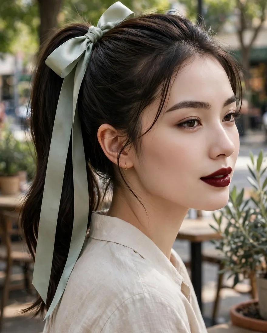Ribbon-Tied Ponytail