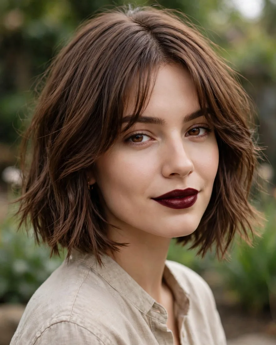 Razor Cut Bob With Curtain Bangs