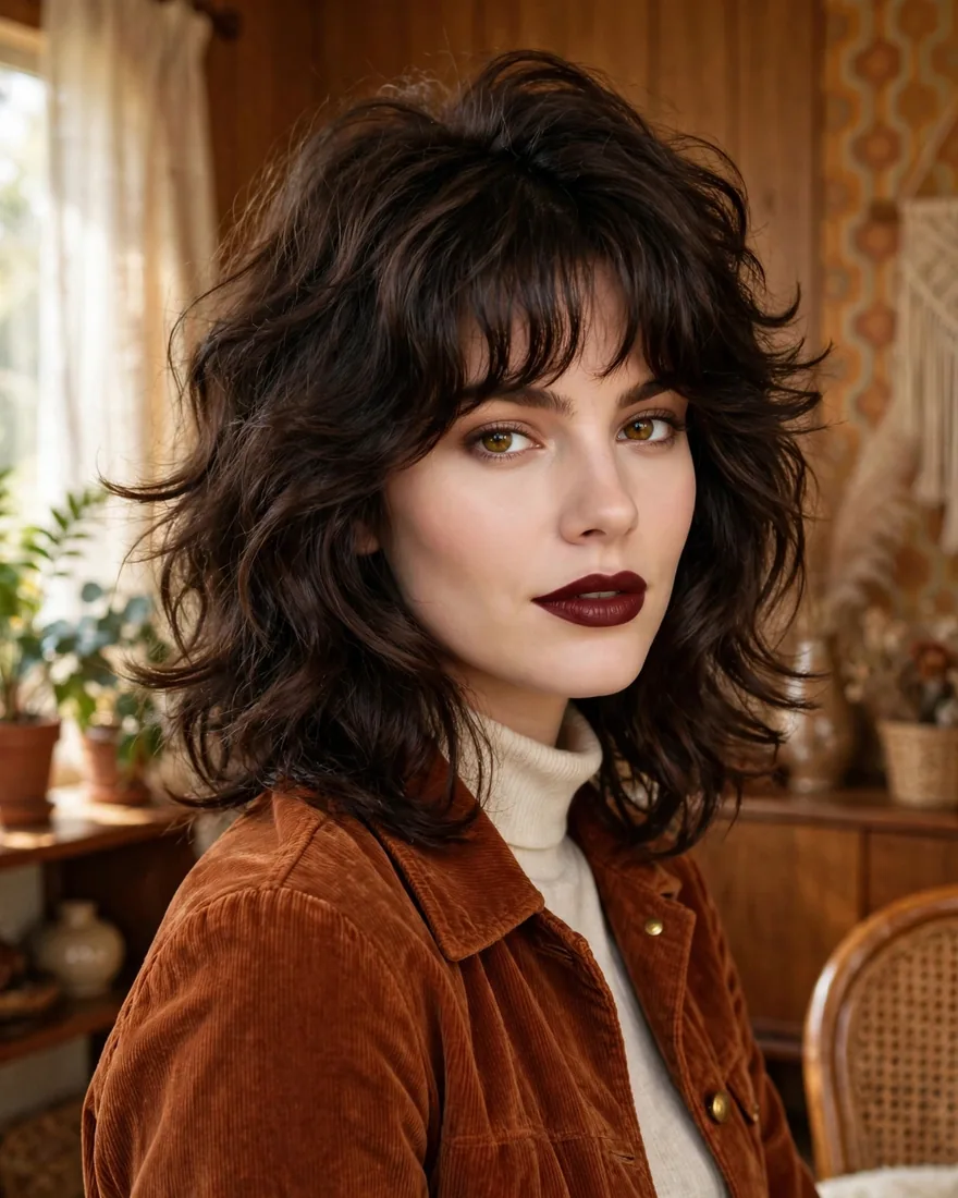 Retro wavy wolf cut with modern fringe