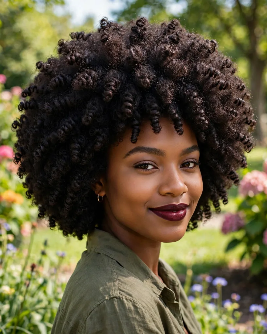 Rounded Afro With Defined Coils