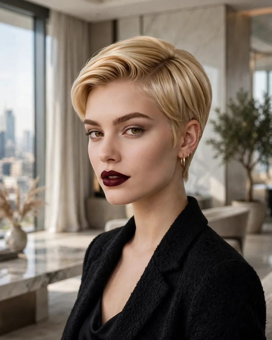 Sculpted Blonde Pixie