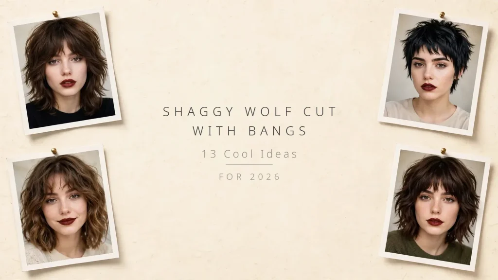 Shaggy wolf cut with bangs - 13 cool ideas photo collage
