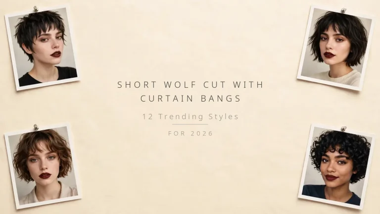 Short wolf cut with curtain bangs - 12 trending styles photo collage