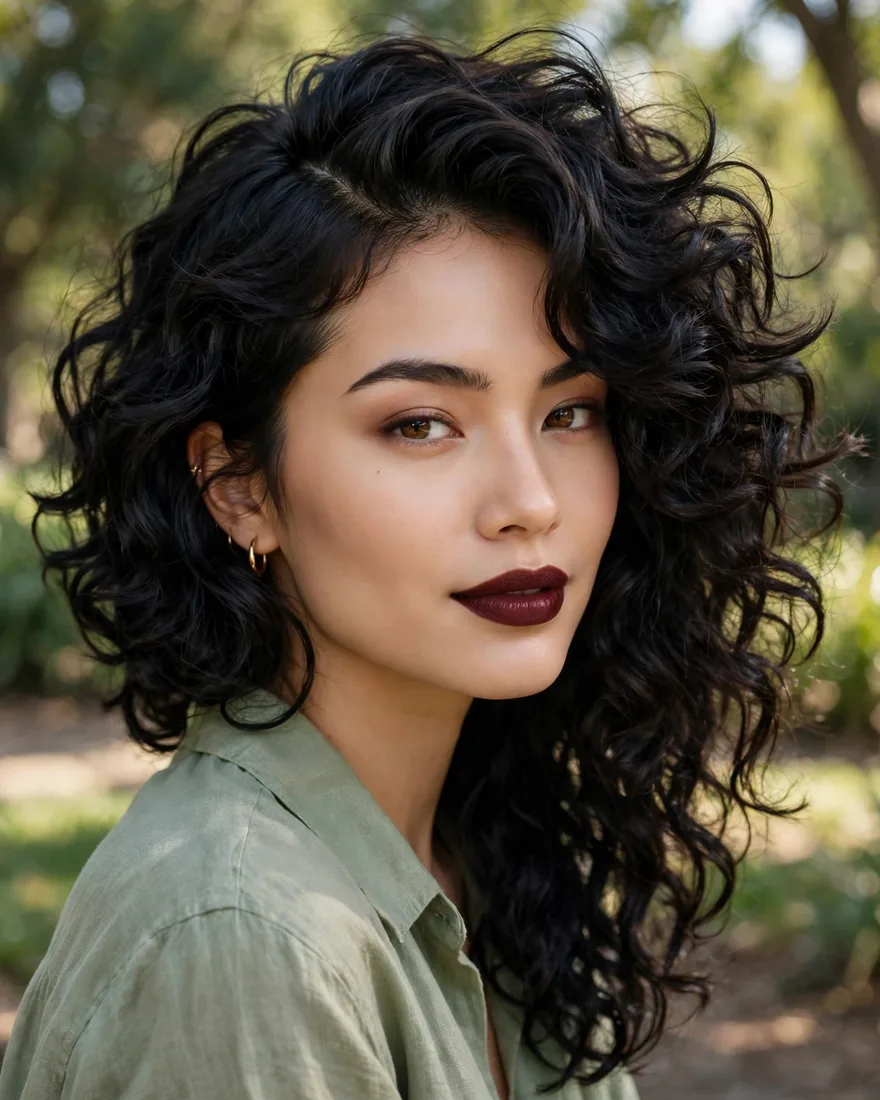 Side-Parted Curly Shag