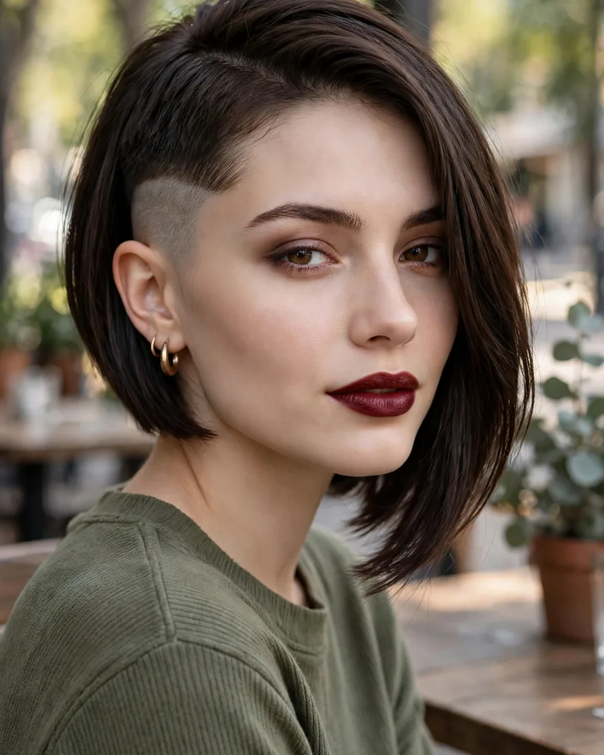 4. Asymmetrical Bob With Buzzed Side
