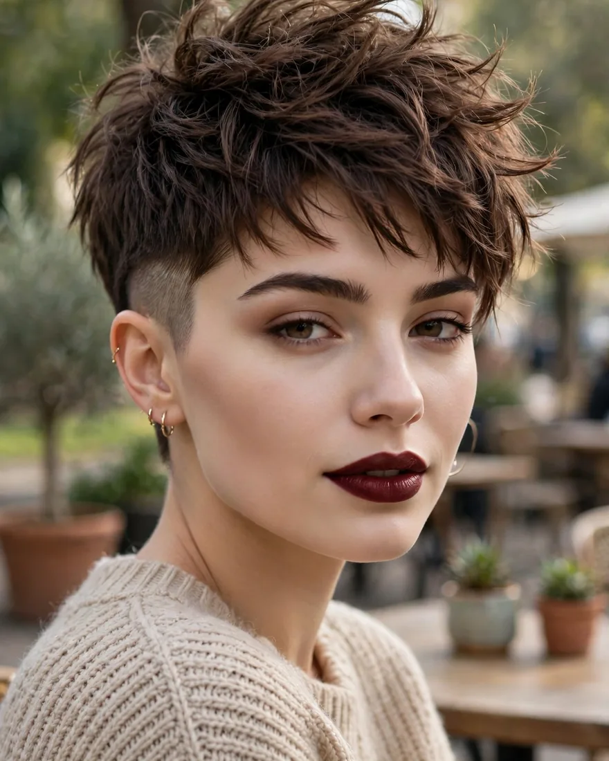 1. Textured Pixie With Shaved Sides