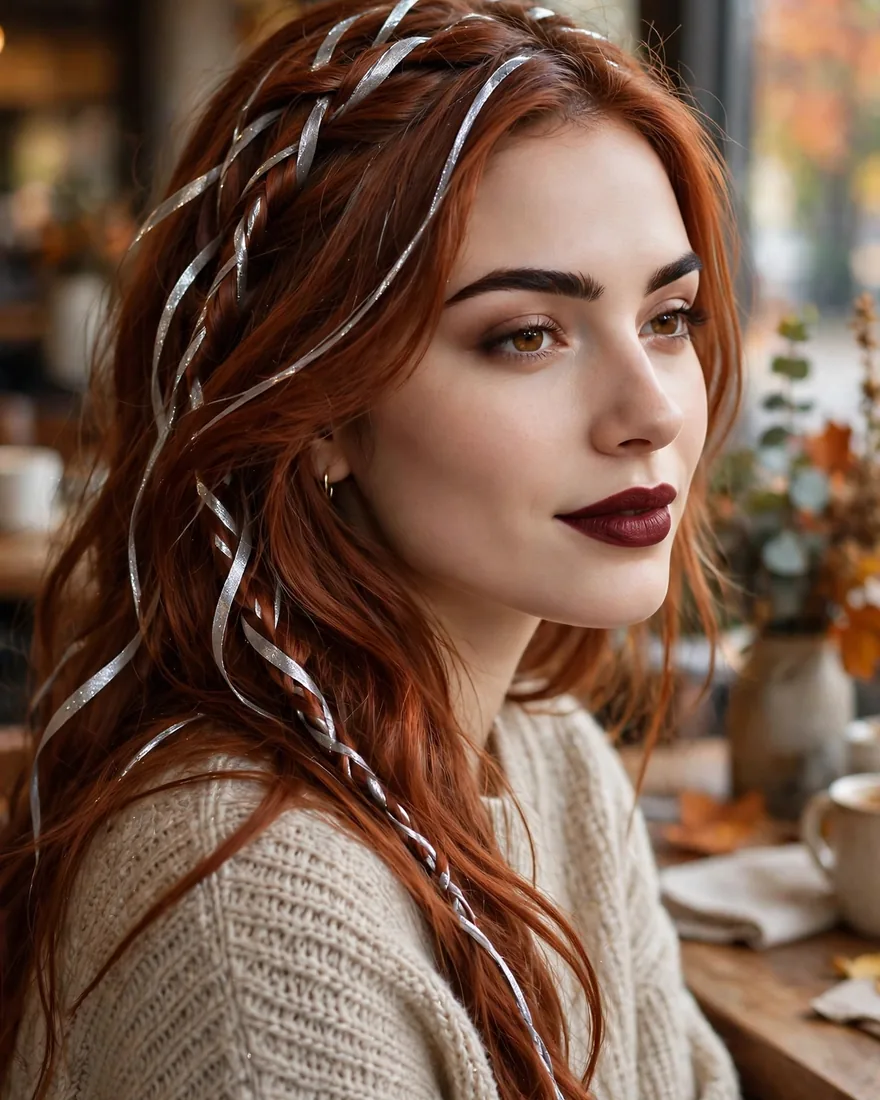 Silver Ribbons on Reddish Brown