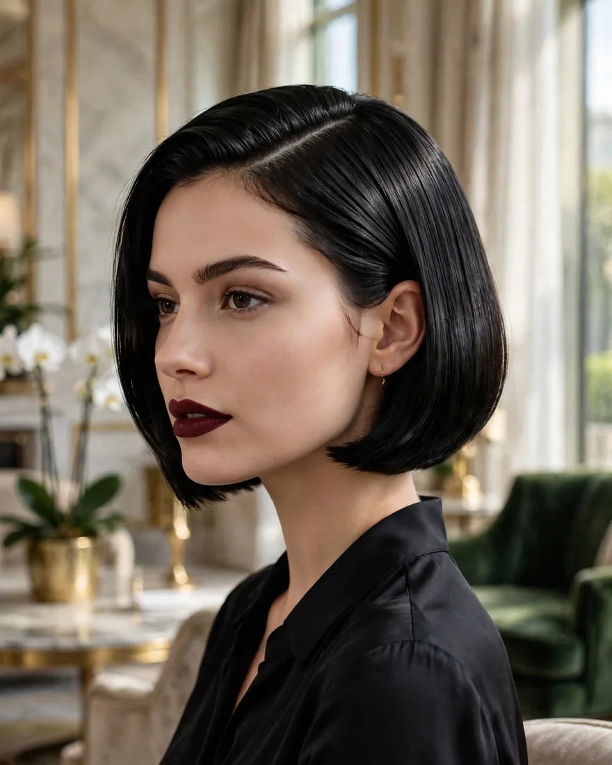 Sleek Bob with Deep Side Part