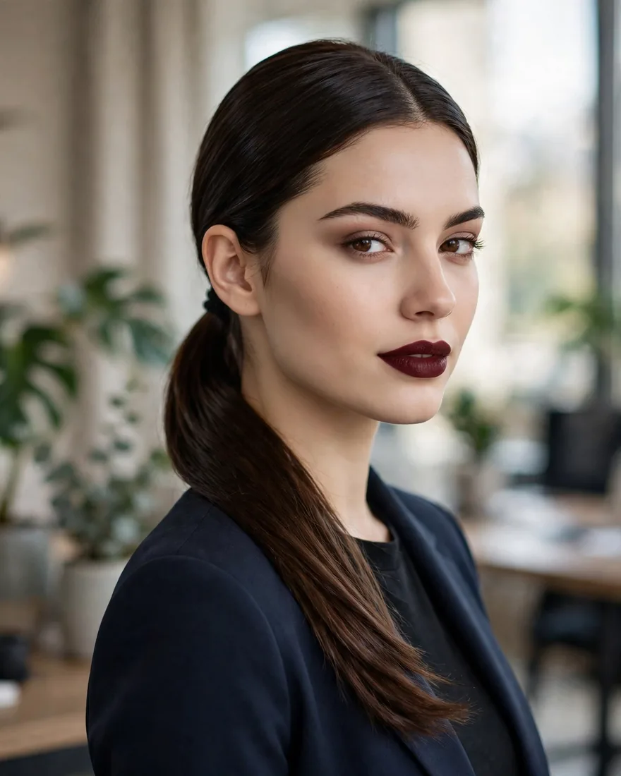 Sleek Low Ponytail Dark Hair