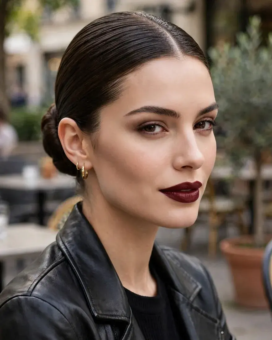 6. Sleek Middle-Part Bun