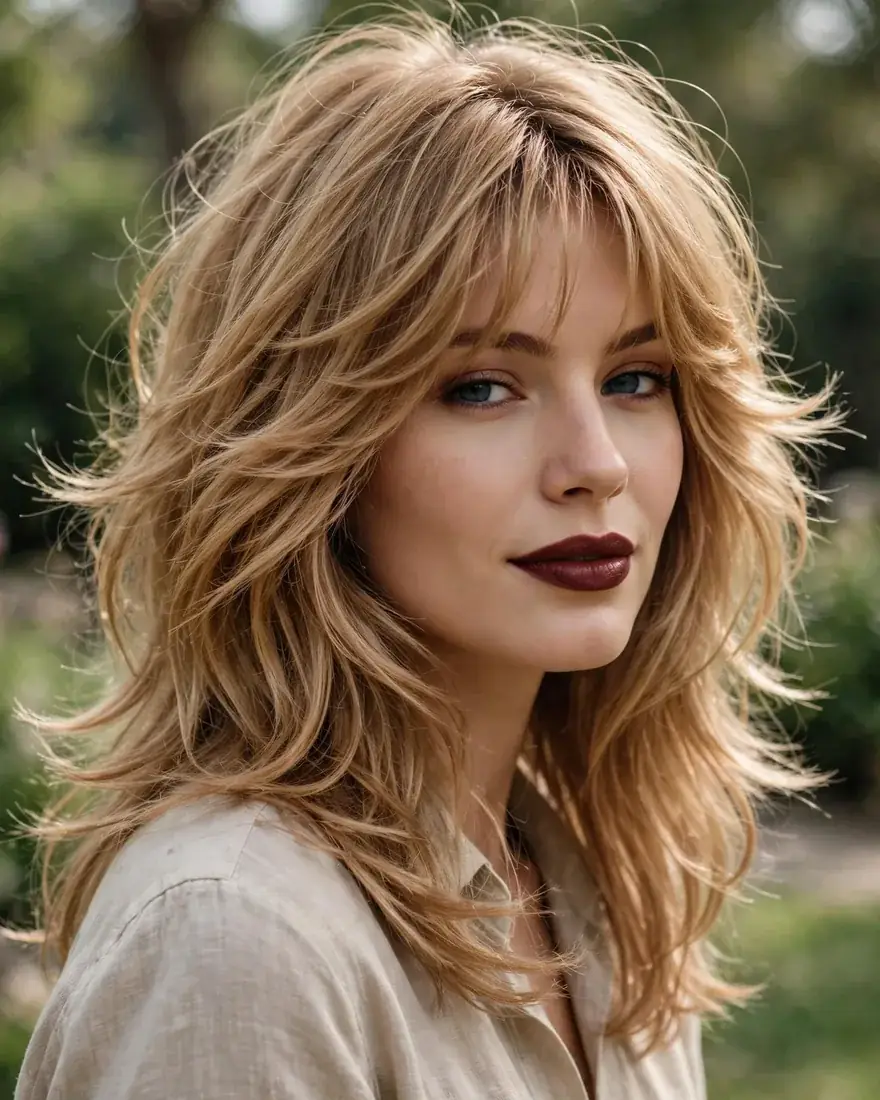 Soft 70s Long Shag With Wispy Bangs