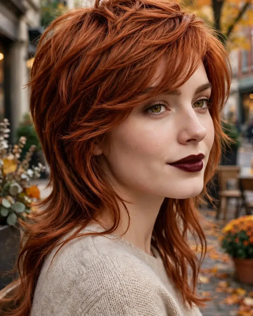 Soft Mullet With Side-Swept Bangs