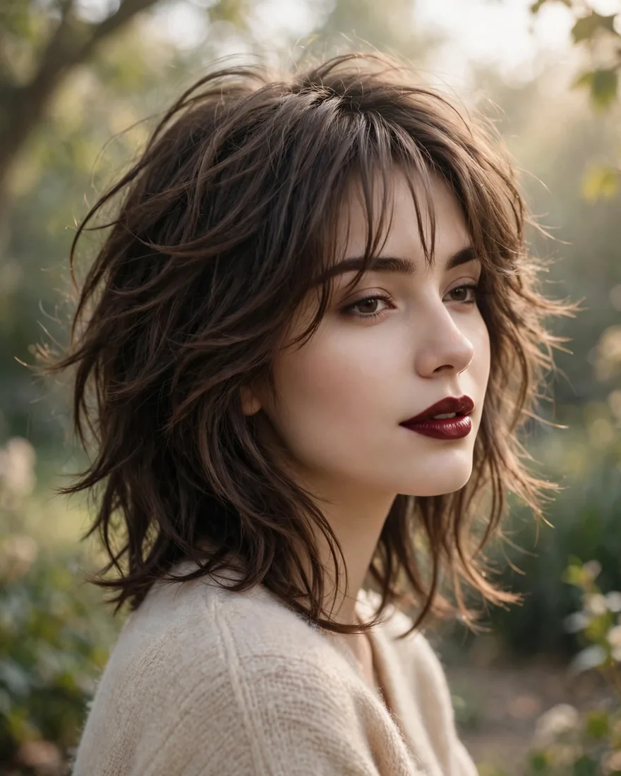 Soft wispy wolf cut with curtain bangs
