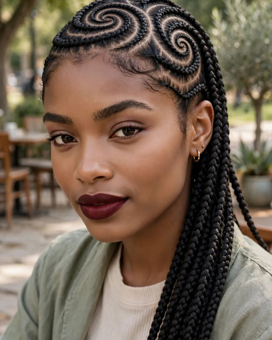 10. Knotless Swirl Braids