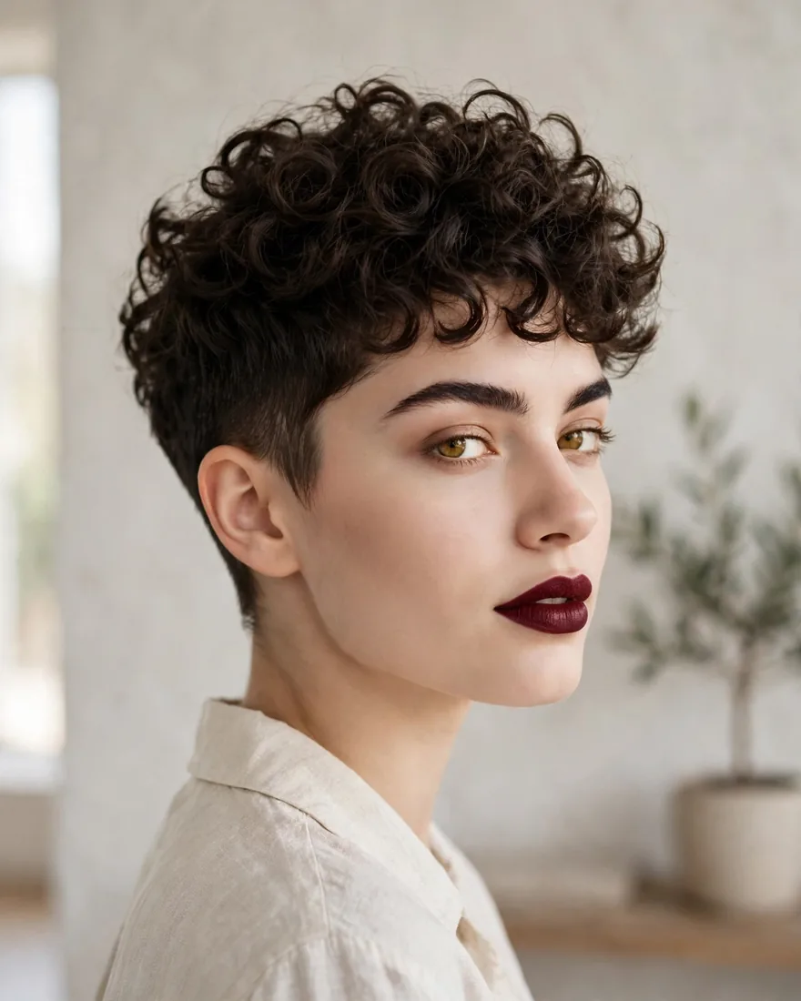 Tapered Curly Pixie