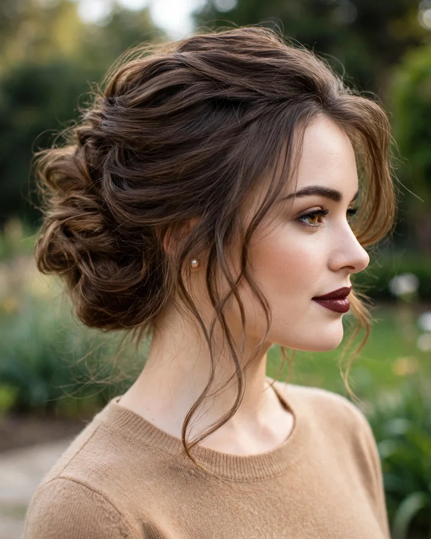 Textured Brunette French Twist