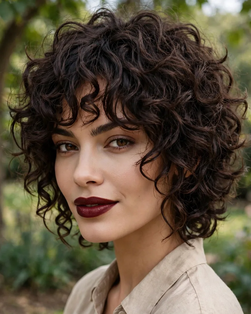Tight Curl Shag With Face-Framing Layers