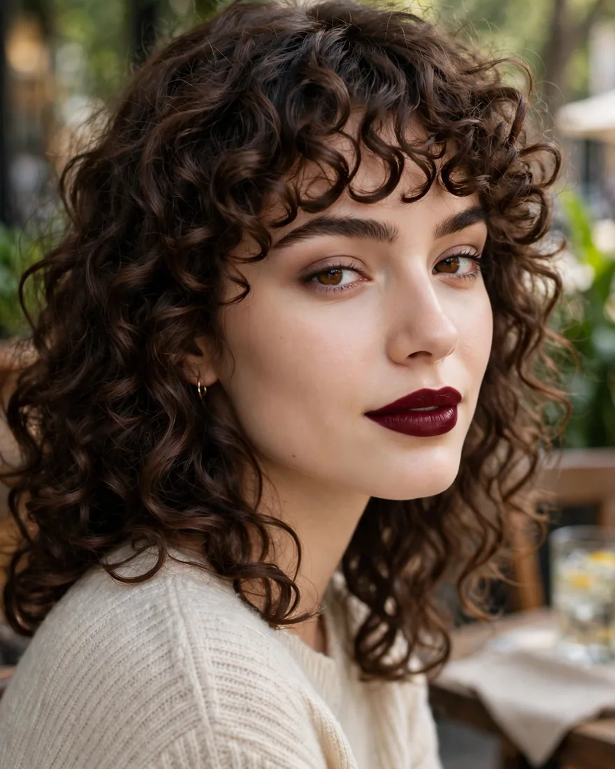 12. Curly Bangs