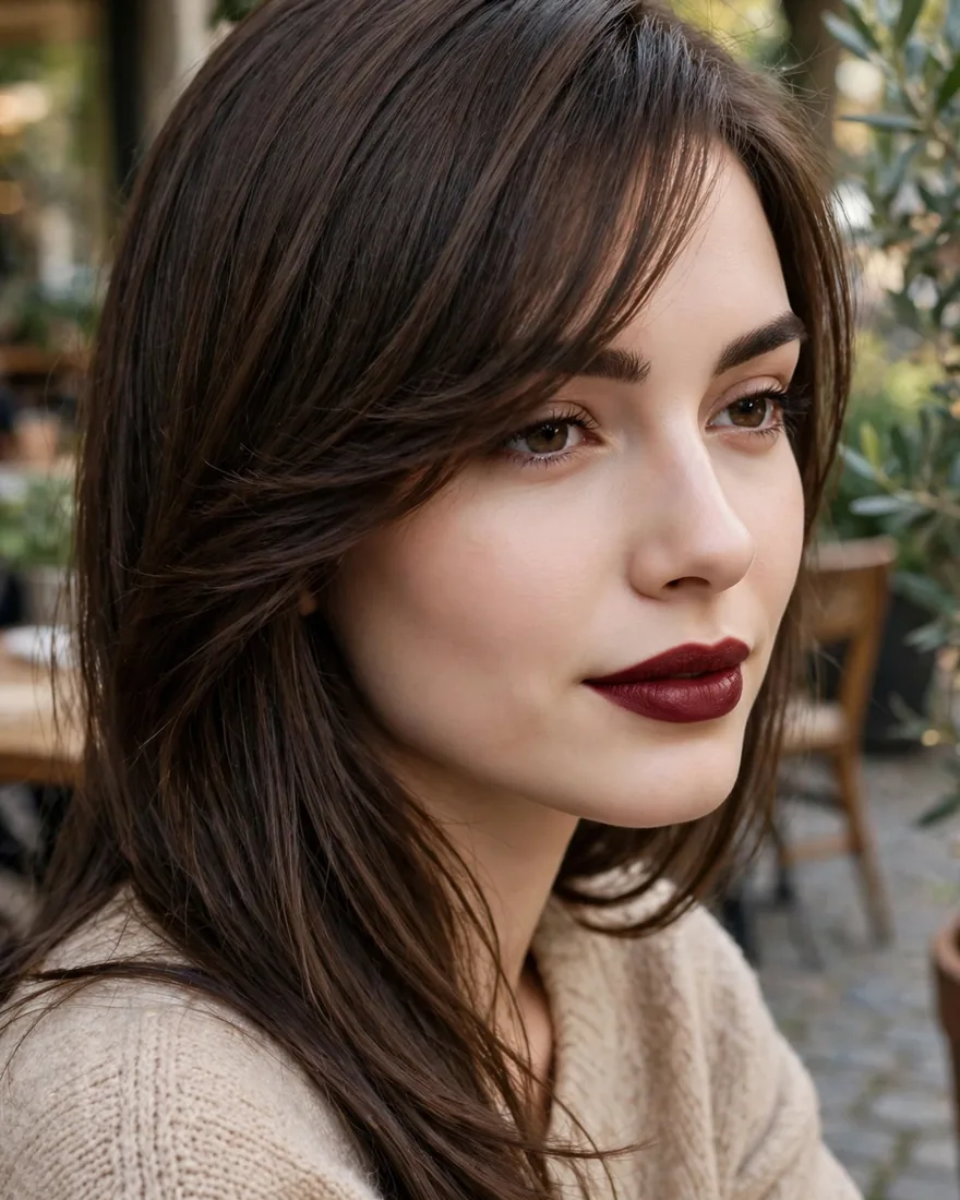 2. Side-Swept Bangs