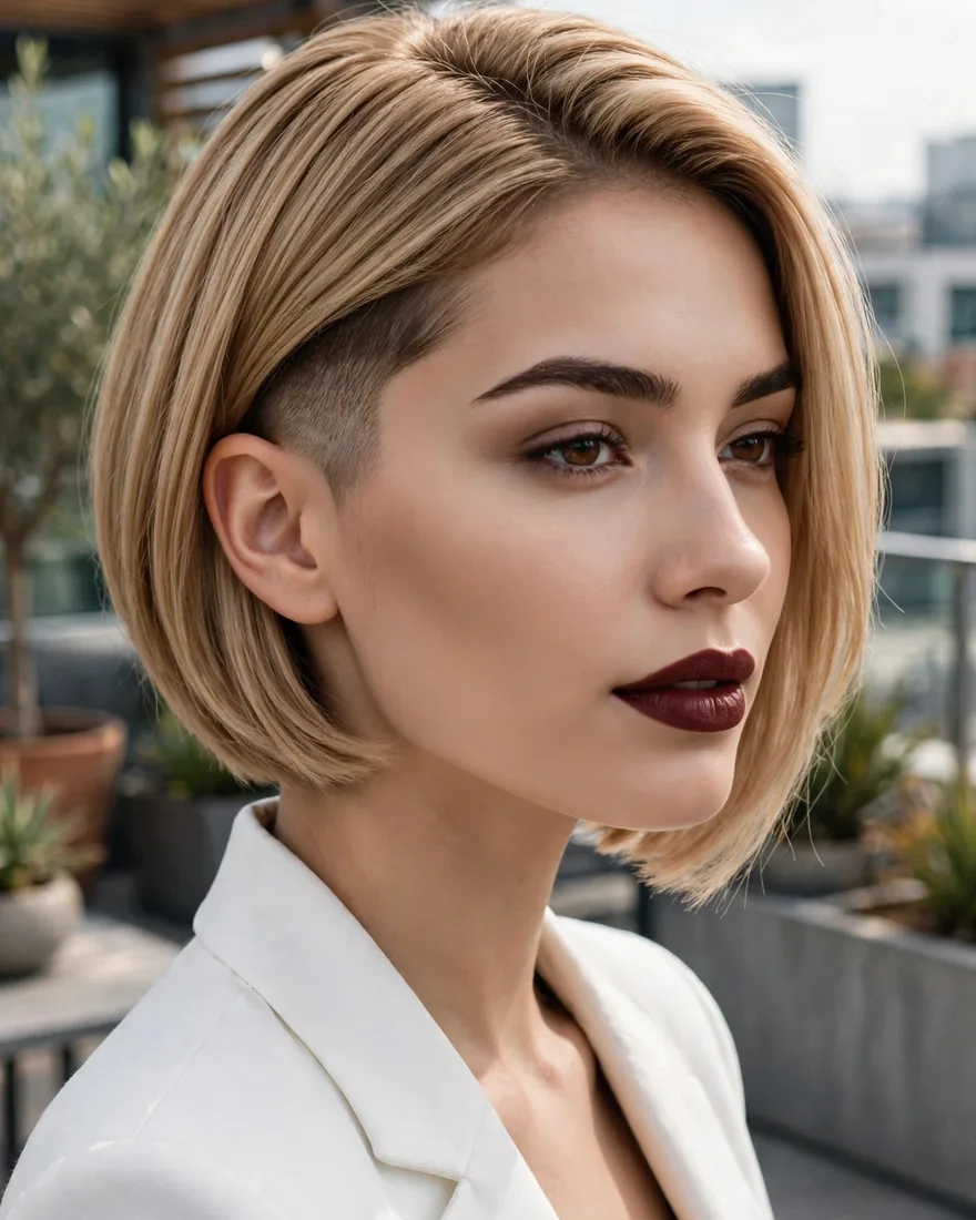 Undercut Bob With Tapered Sides