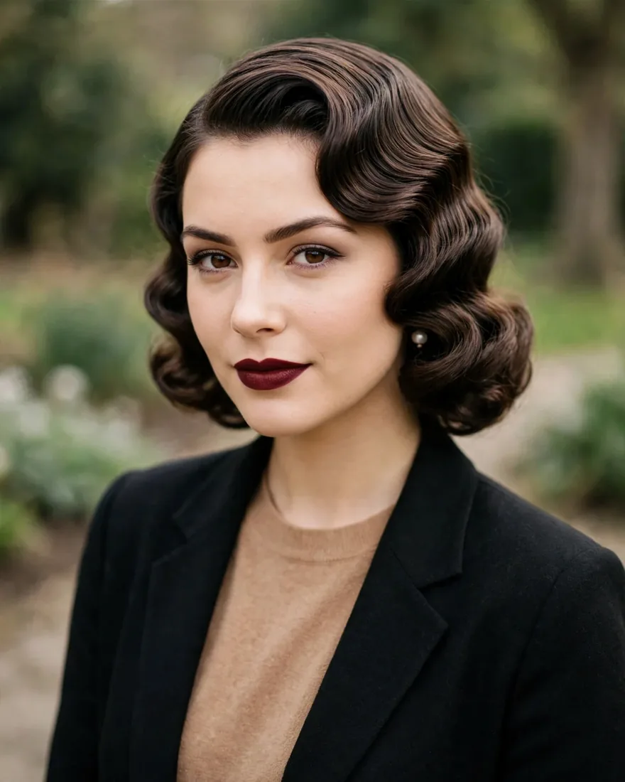 Vintage Brunette Finger Waves