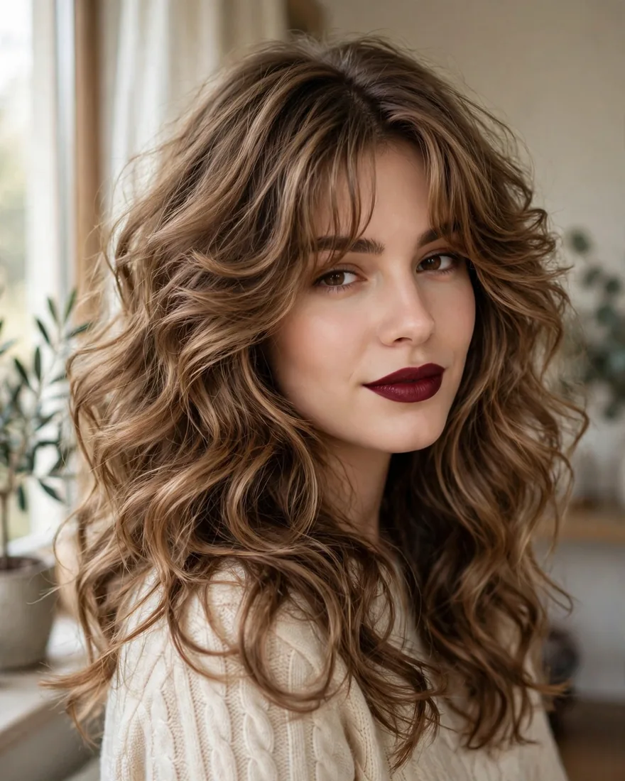 Voluminous Curtain Bangs With Soft Layers