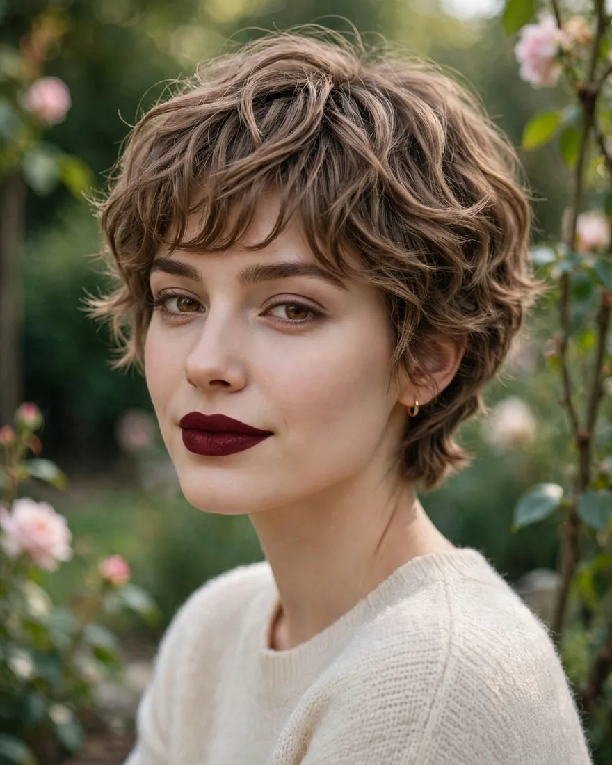 Wavy Pixie Layered Bangs