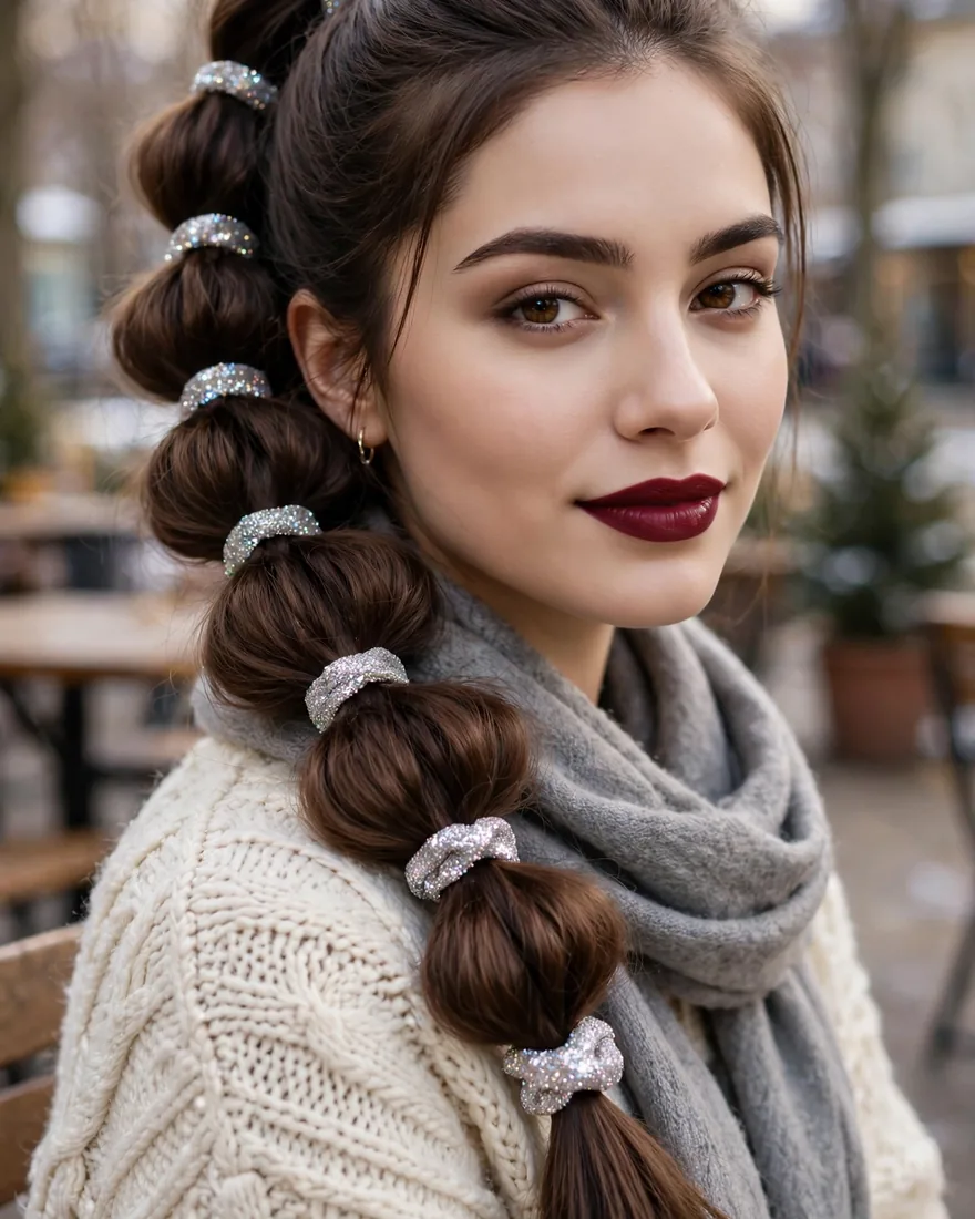 Bubble Braid With Glitter Ties