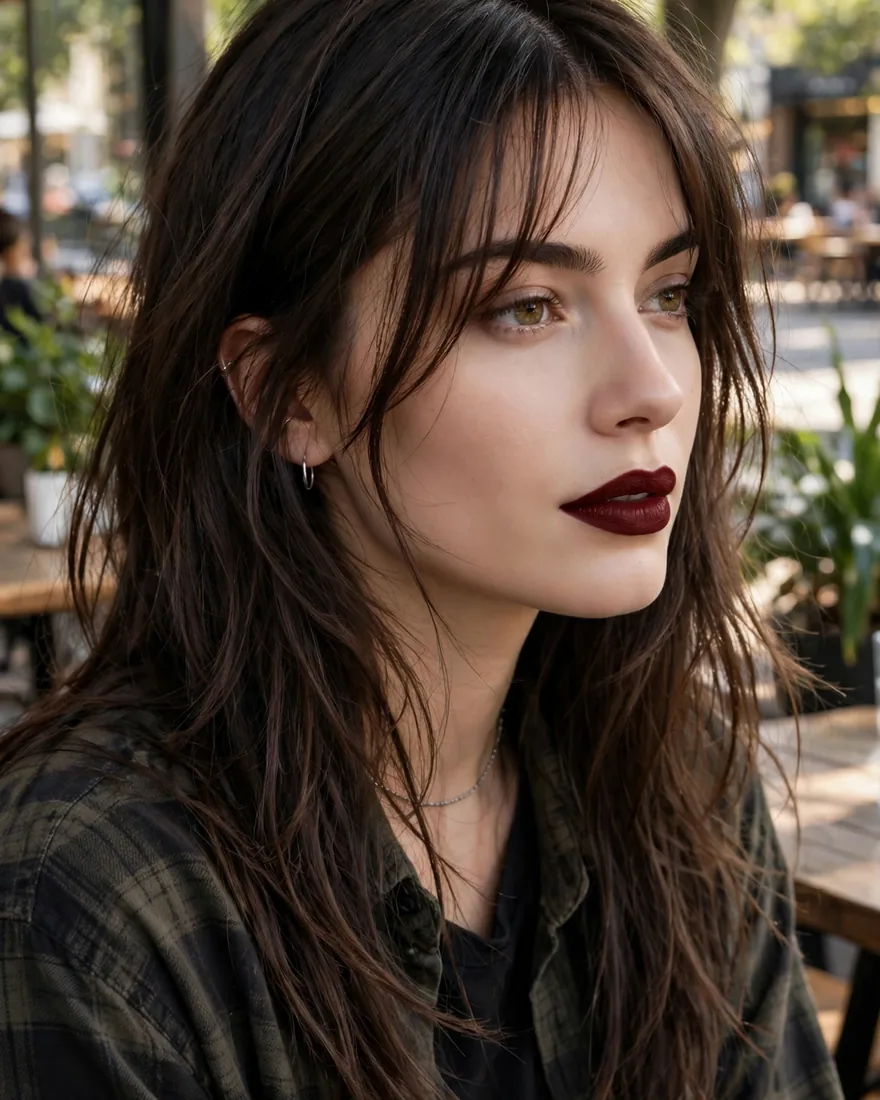 4. Wispy Curtain Bangs with Layered Hair